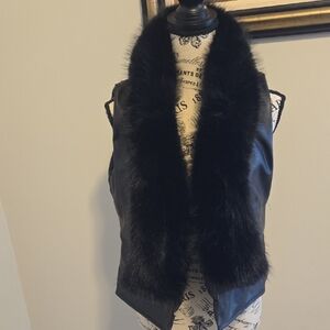 Women's Black Faux Fur Vest